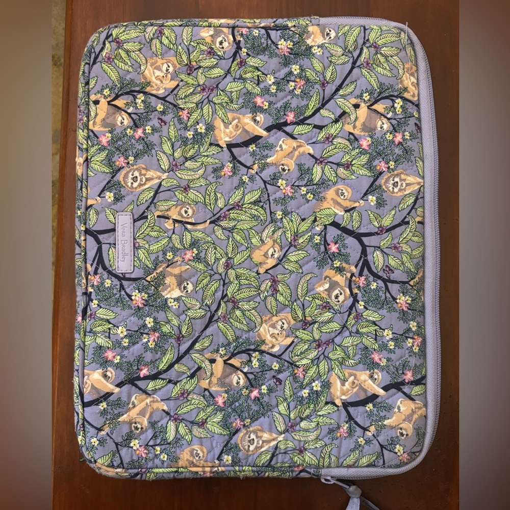 Vera Bradley Sloth and Foliage Quilted Latop Sleeve 14x11